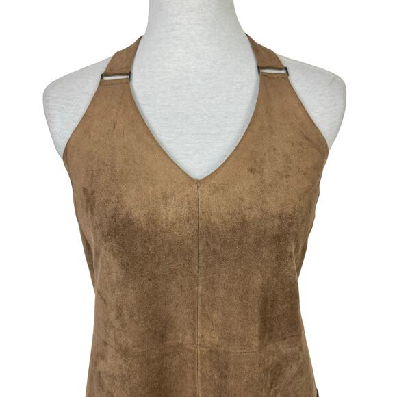 BCBGMaxazria Abbott Mocha Brown Faux Suede Cocktail Mini Shift Dress w POCKETS - Picture 4 of 13